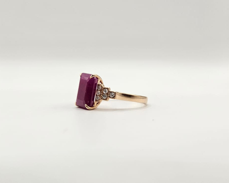 Bague - 14 carats Or rose, IGI 4,39 ct Rouge violet non chauffé
