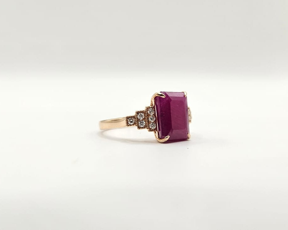 Bague - 14 carats Or rose, IGI 4,39 ct Rouge violet non chauffé
