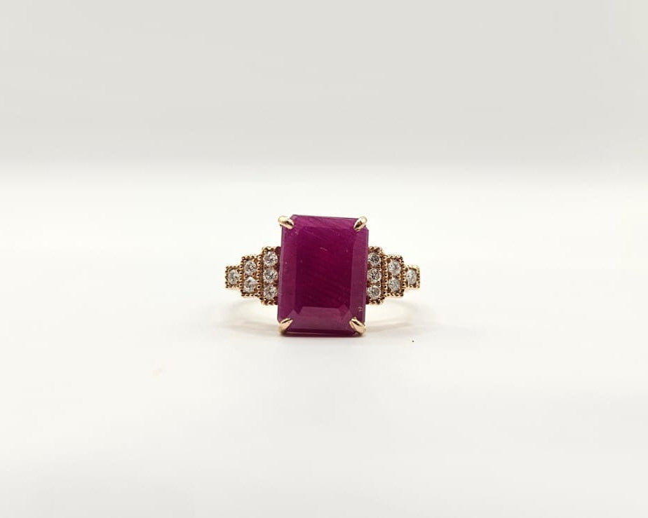 Bague - 14 carats Or rose, IGI 4,39 ct Rouge violet non chauffé