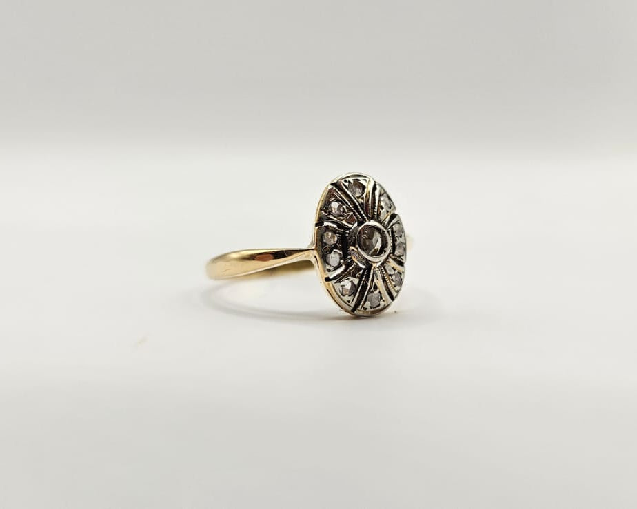 Bague-18 carats Or blanc,Or jaune-Diamant- Art déco des années 1930 vintage