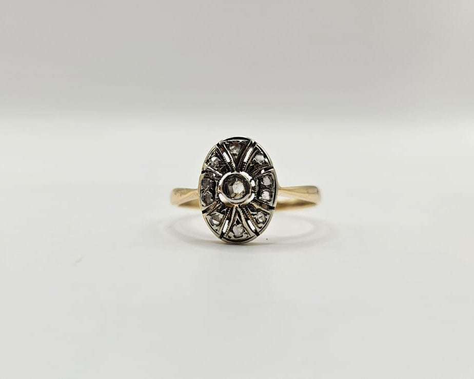 Bague-18 carats Or blanc,Or jaune-Diamant- Art déco des années 1930 vintage